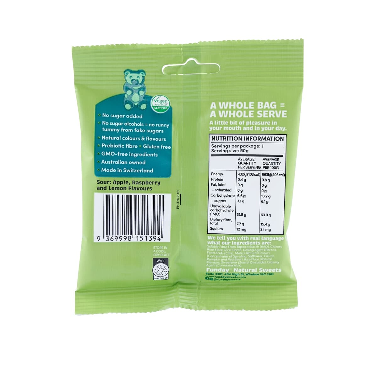 Thumbnail Funday No Sugar Gummy Bears Sour 50g