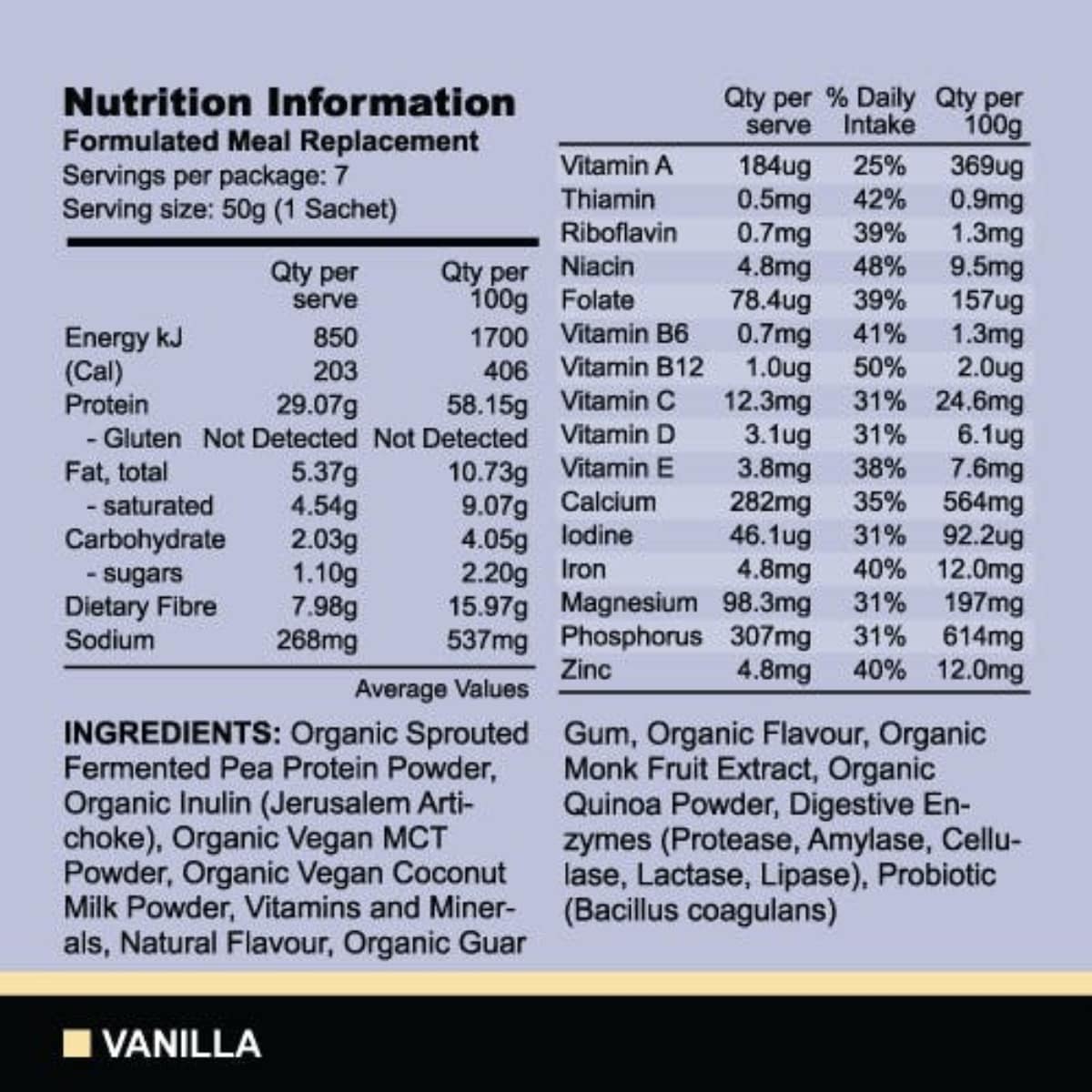 Thumbnail Proganics Organic Plant Based Meal Replacement Vanilla 350g