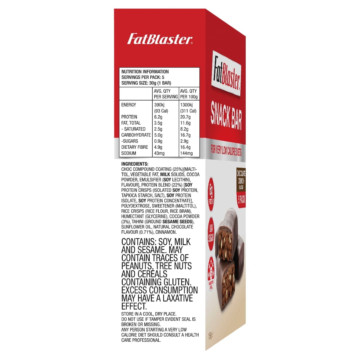 Thumbnail Naturopathica FatBlaster Snack Bar Chocolate Crunch 5 x 30g