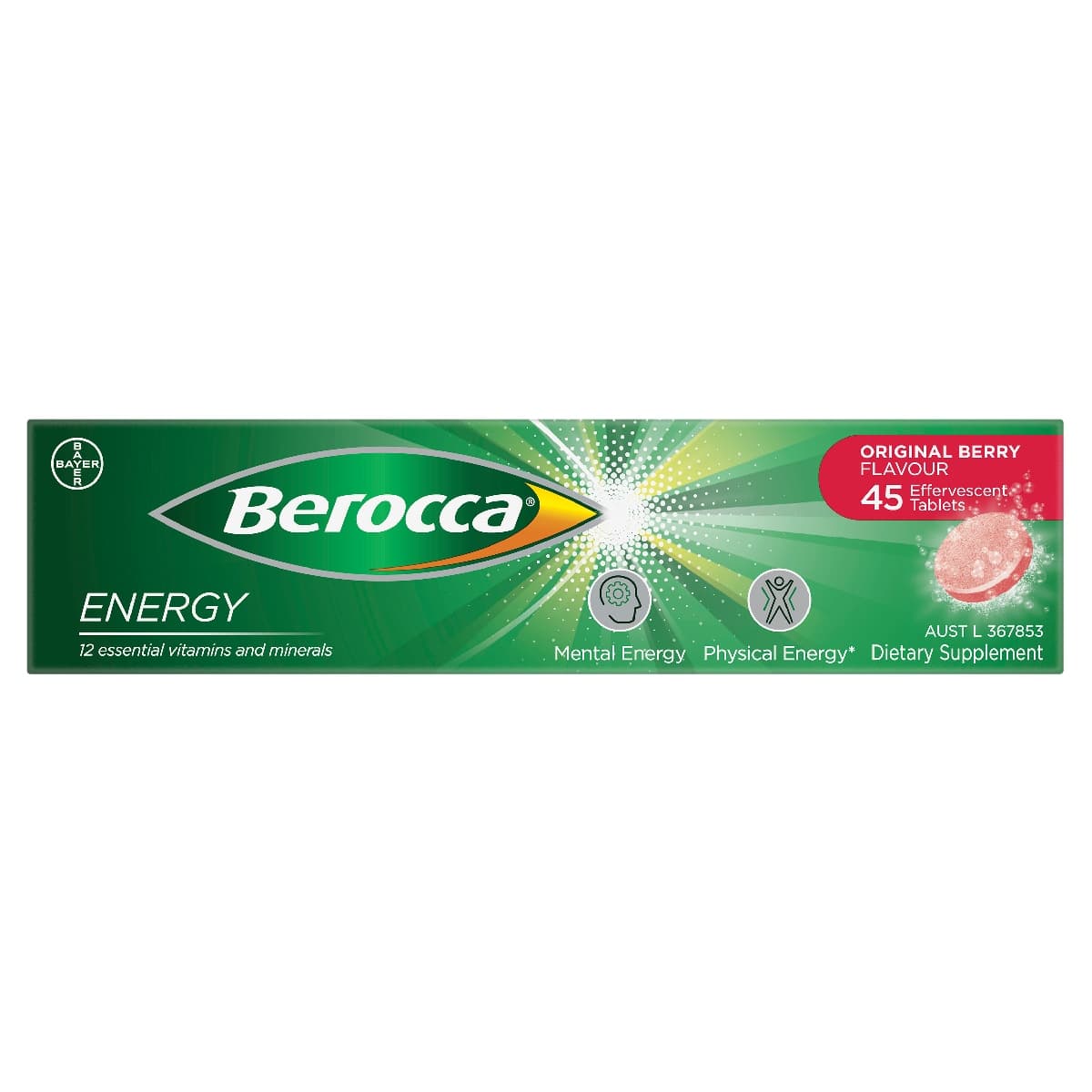 Thumbnail Berocca Energy Original Berry Effervescent Tablets 45 Pack
