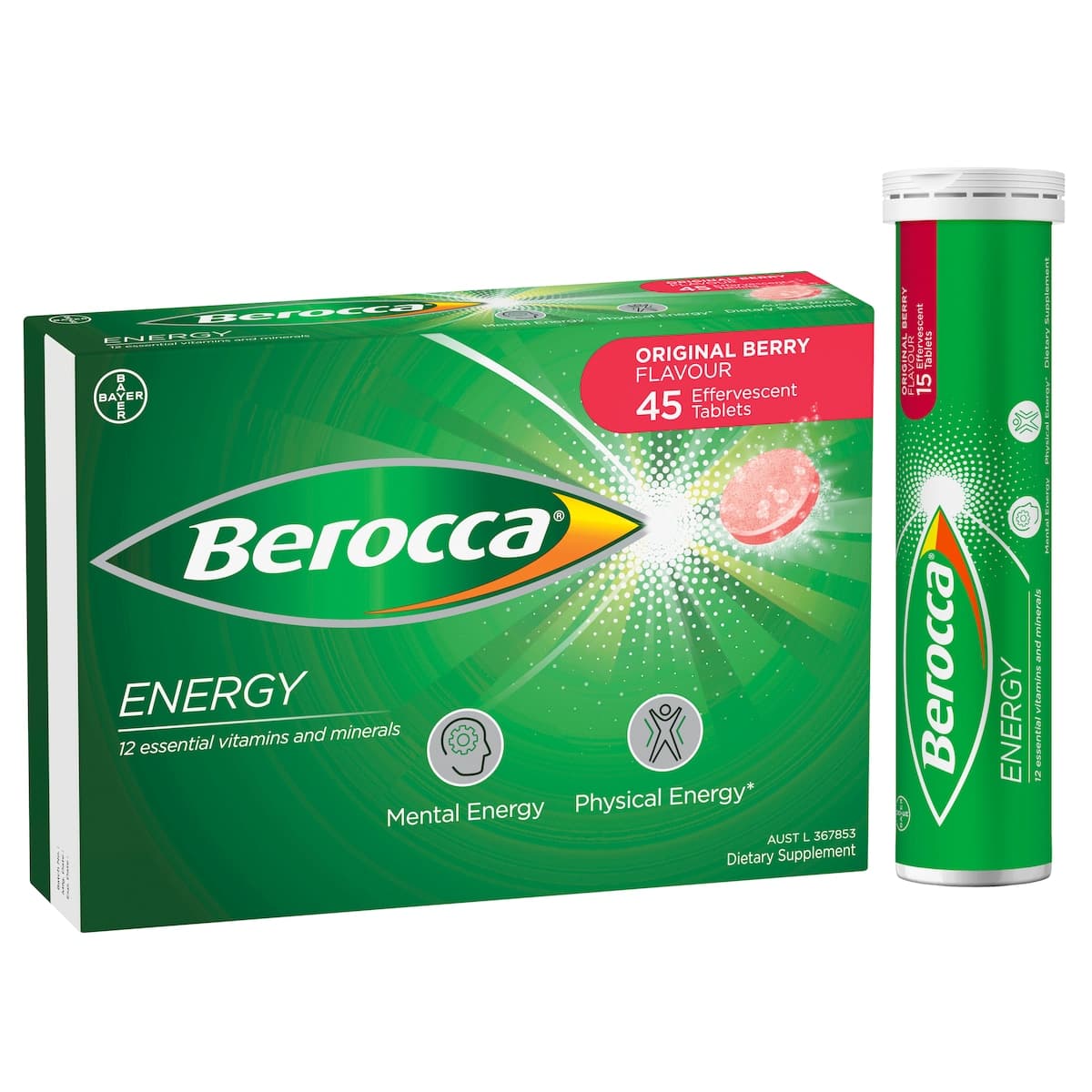 Thumbnail Berocca Energy Original Berry Effervescent Tablets 45 Pack