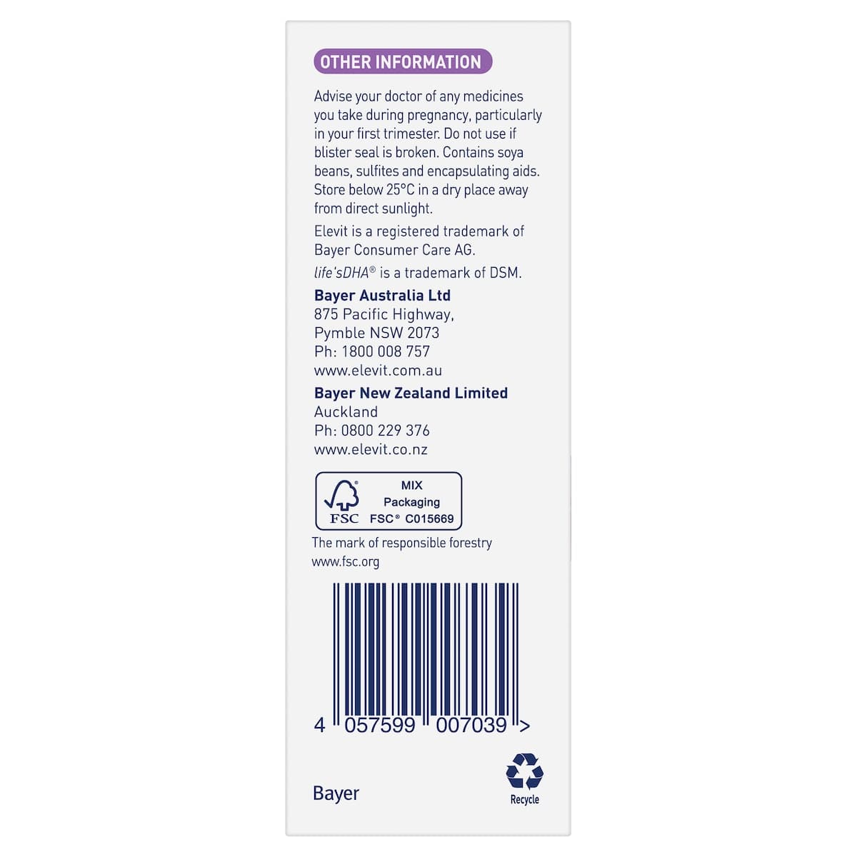Thumbnail Elevit DHA + Choline for Pregnancy 60 Capsules