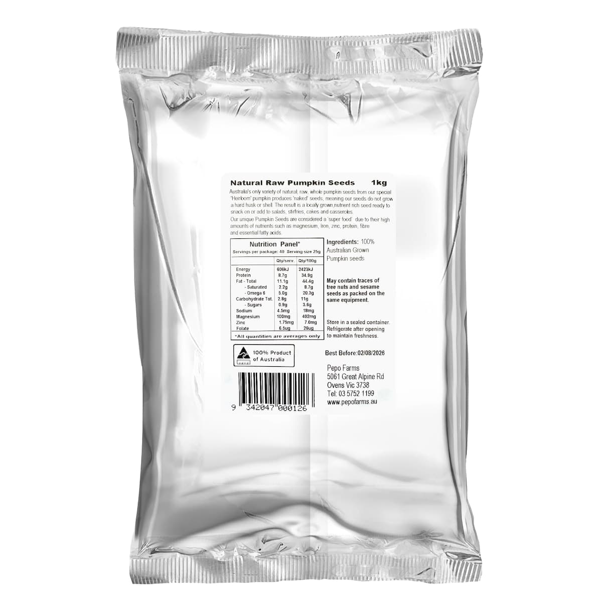 Thumbnail Pepo Farms Natural Australian Pumpkin Seeds 1kg