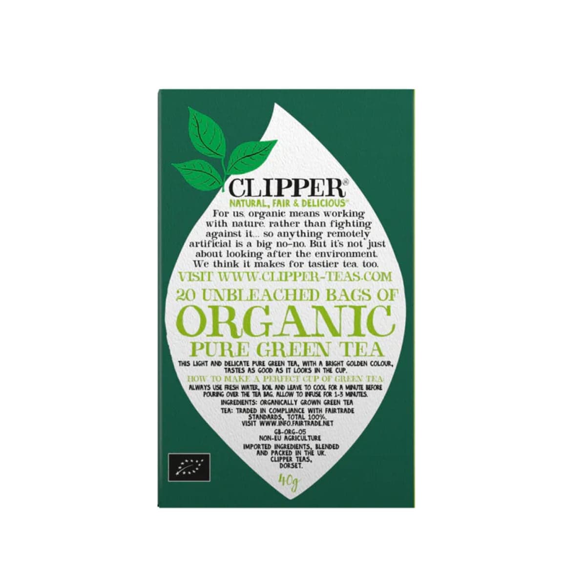 Thumbnail Clipper Organic Pure Green Tea 20 Tea Bags
