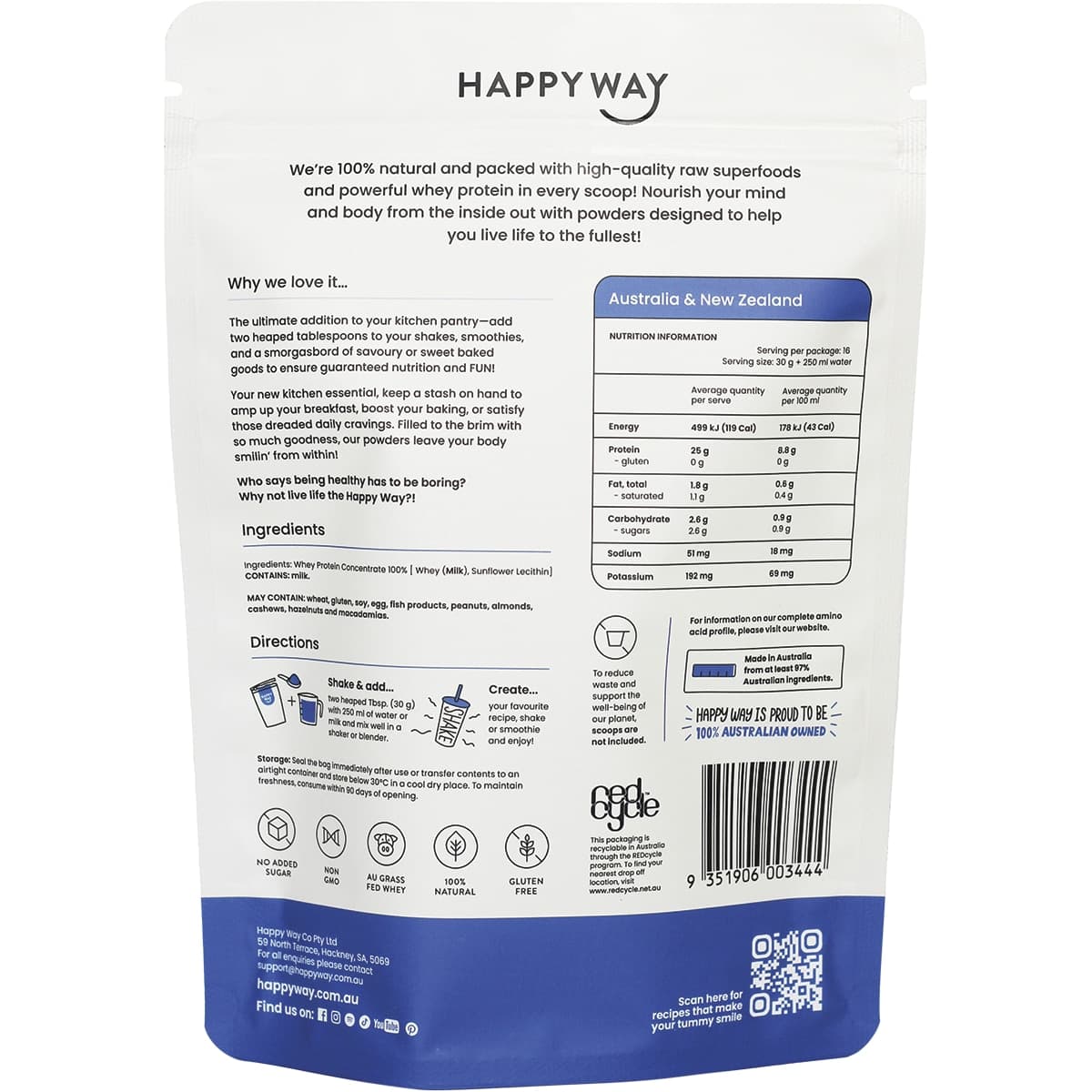 Thumbnail Happy Way Whey Protein Powder Flavourless 500g