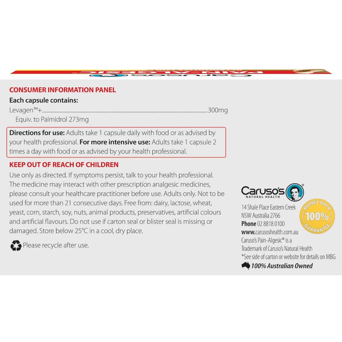 Thumbnail Carusos Pain-Algesic for Joints 40 Capsules