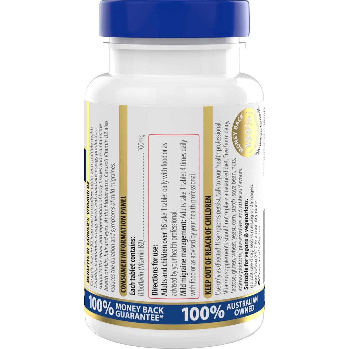 Thumbnail Carusos Vitamin B2 100mg Riboflavin 120 Tablets