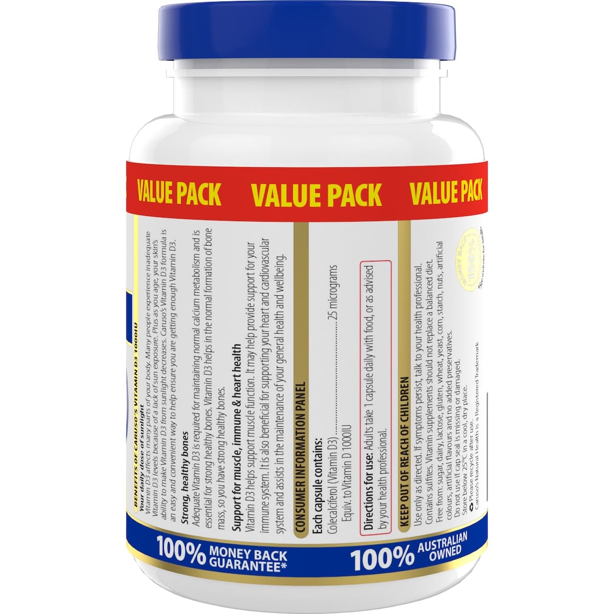 Thumbnail Carusos Vitamin D3 1000Iu 500 Capsules