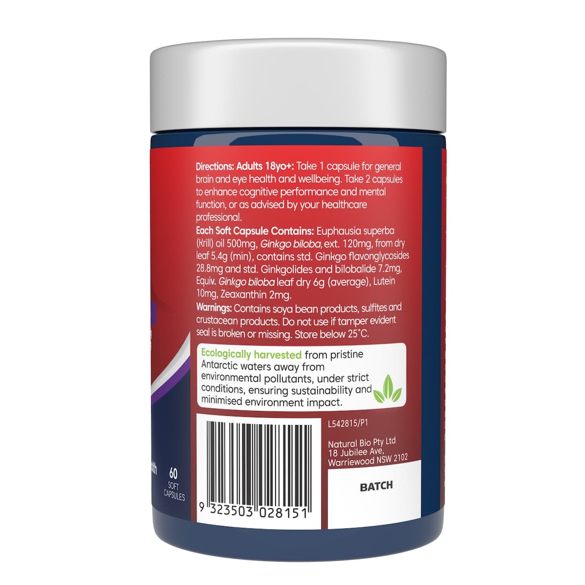 Thumbnail Bioglan Red Krill Oil Active Brain & Eyes 60 Capsules