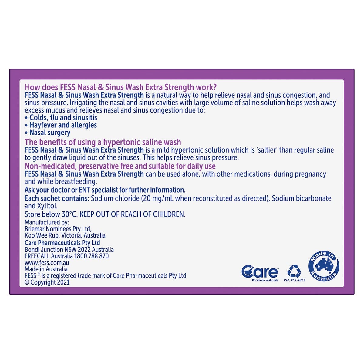 Thumbnail FESS Nasal & Sinus Wash Extra Strength Refill 24 Sachets