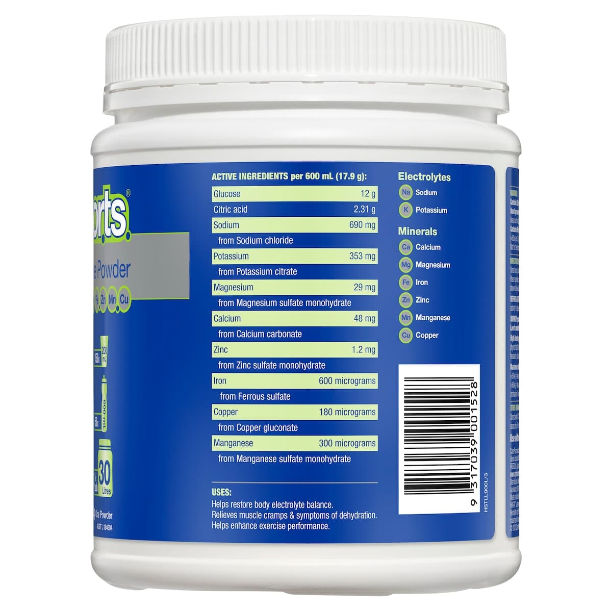 Thumbnail Hydralyte Sports Electrolyte Powder Lemon Lime  900g