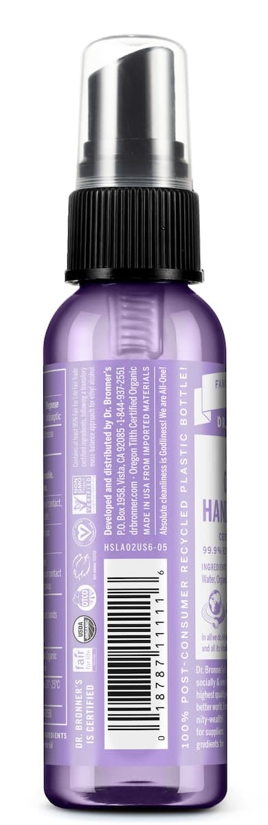 Thumbnail Dr Bronner's Organic Hand Sanitiser Spray Lavender 59ml