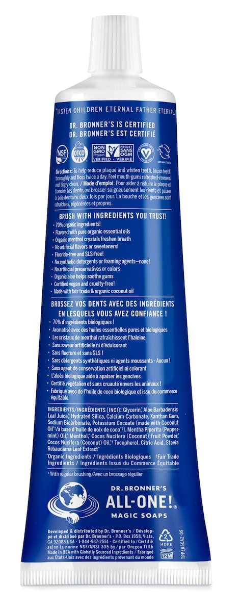 Thumbnail Dr Bronner's Peppermint All-One Toothpaste 140g