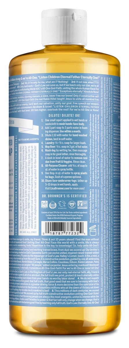 Thumbnail Dr Bronner's Pure Castile Liquid Magic Soap Baby Unscented 946ml