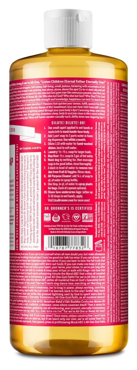 Thumbnail Dr Bronner's Pure Castile Liquid Magic Soap Rose 946ml