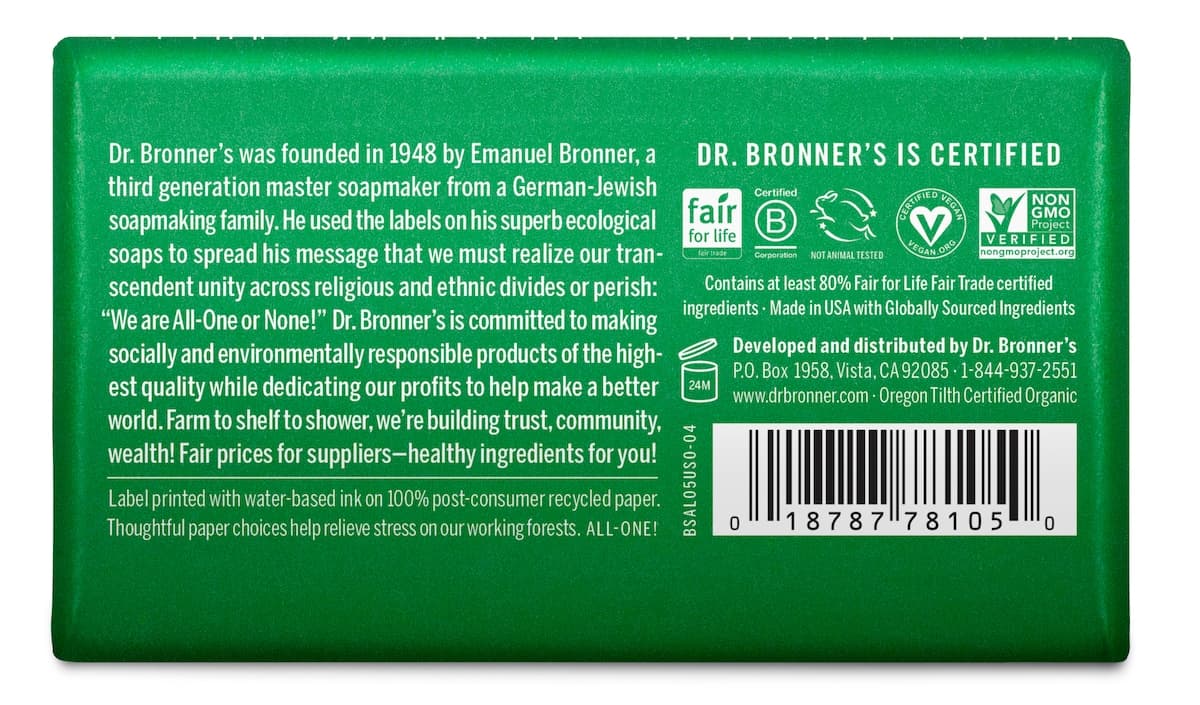 Thumbnail Dr Bronner's Pure Castile Magic Bar Soap Almond 140g