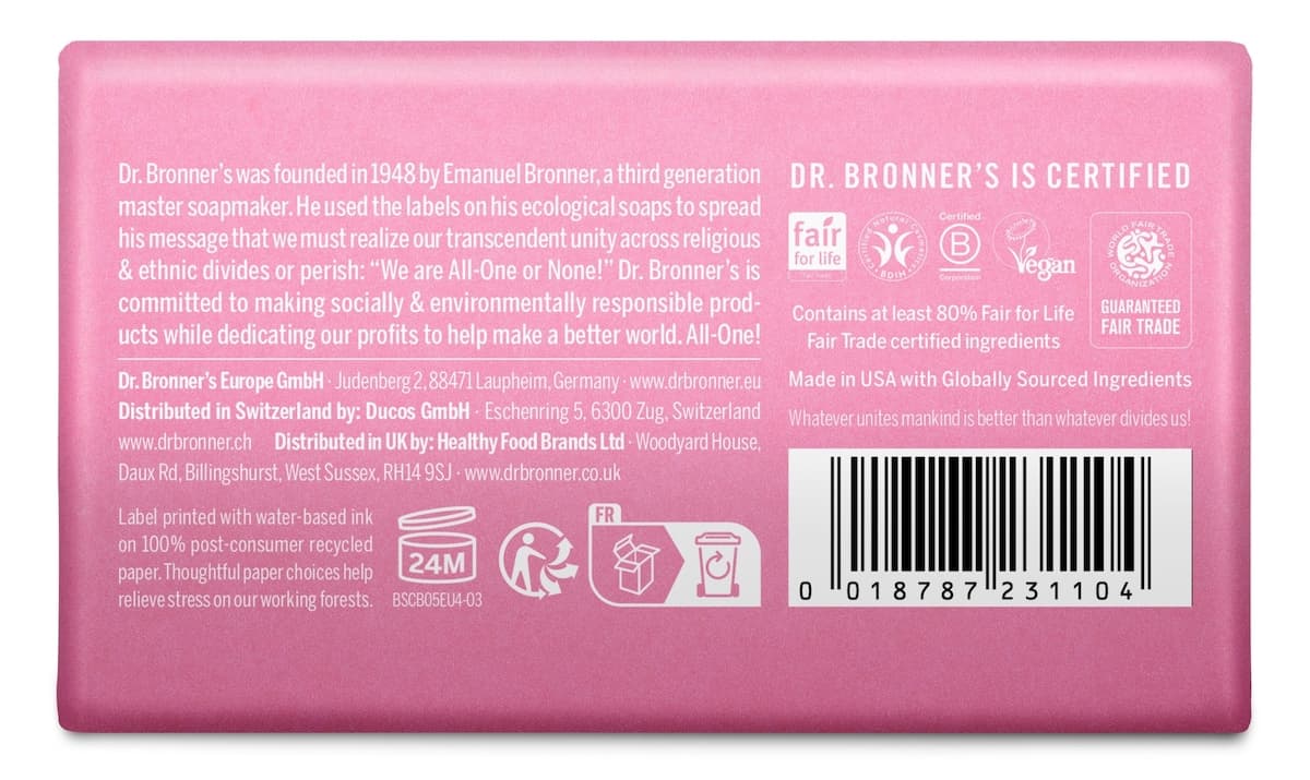 Thumbnail Dr Bronner's Pure Castile Magic Bar Soap Cherry Blossom 140g
