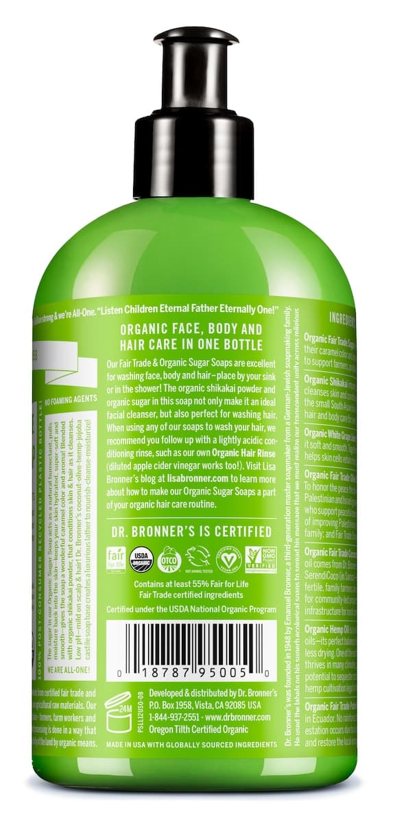 Thumbnail Dr Bronner's Organic Sugar Soap Lemongrass Lime 355ml