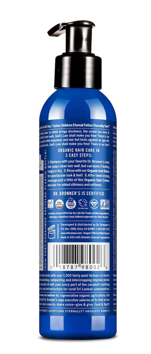Thumbnail Dr Bronner's Peppermint Organic Hair Creme 177ml