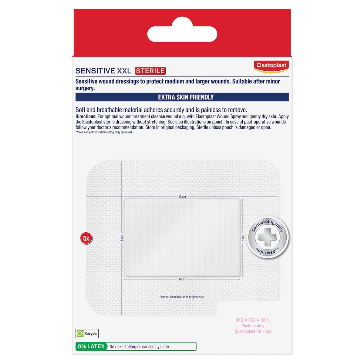 Thumbnail Elastoplast Sensitive Sterile Dressing XXL 8cm x 10cm 5 Pack