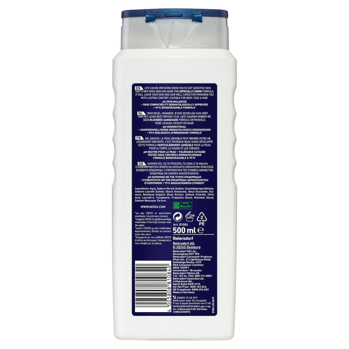 Thumbnail Nivea Men Sensitive 3-in-1 Shower Gel & Body Wash 500ml