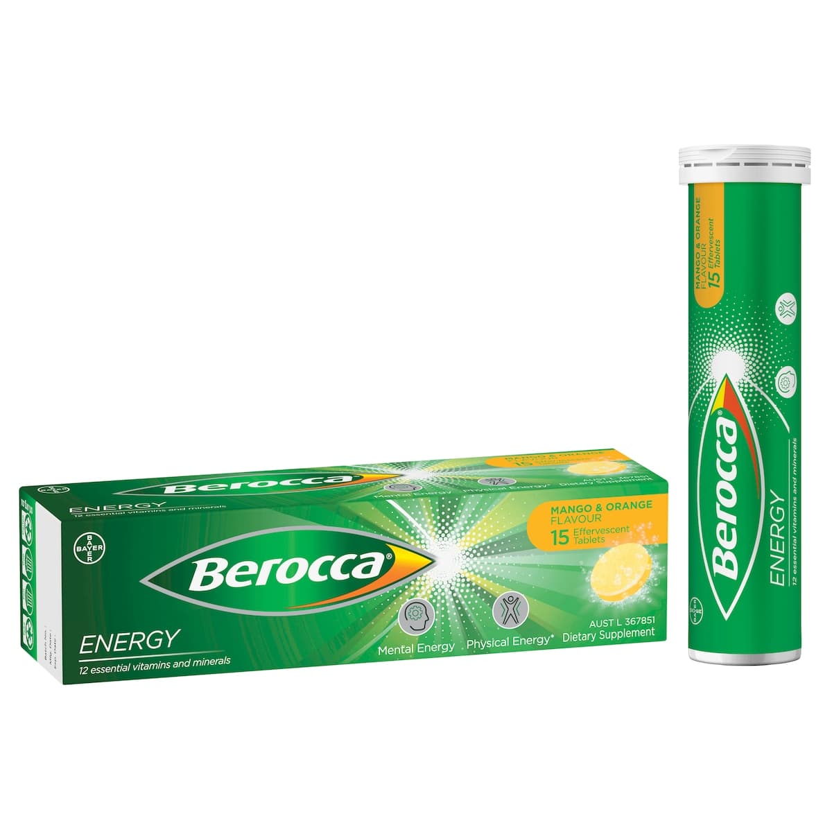 Thumbnail Berocca Energy Mango & Orange 15 Effervescent Tablets