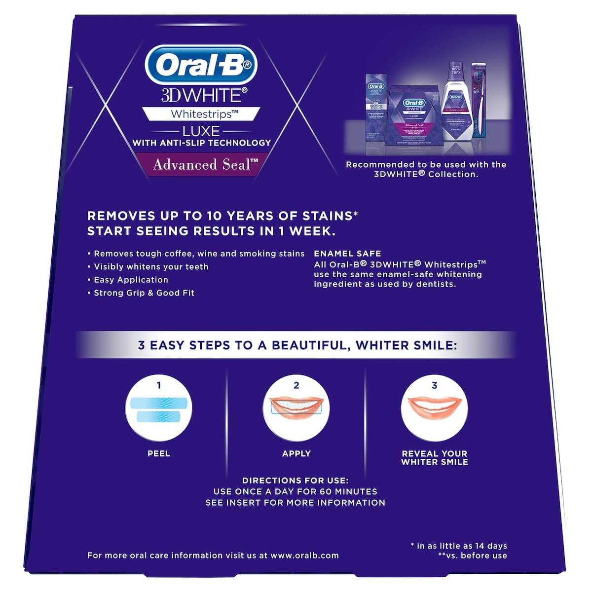 Thumbnail Oral B 3D White Luxe Whitening Treatments Advanced Seal 14 Pack