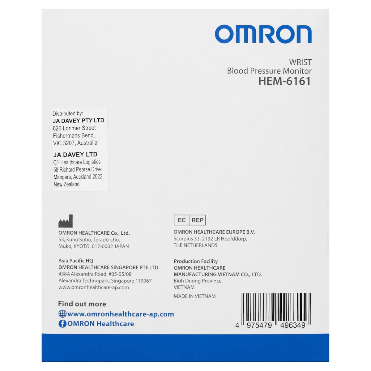 Thumbnail Omron HEM6161 Basic Wrist Blood Pressure Monitor