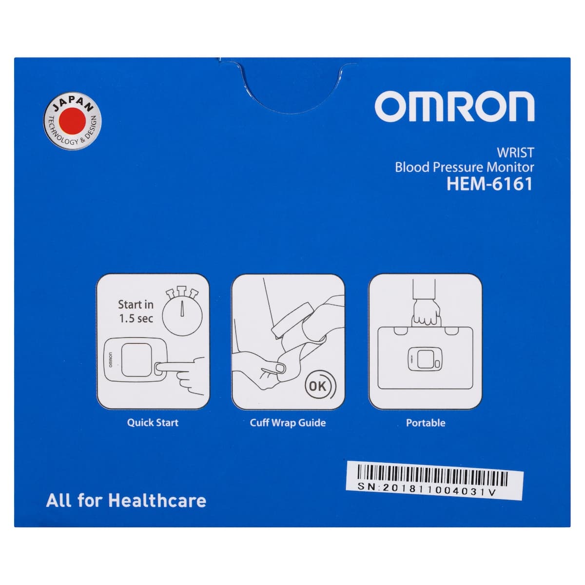 Thumbnail Omron HEM6161 Basic Wrist Blood Pressure Monitor