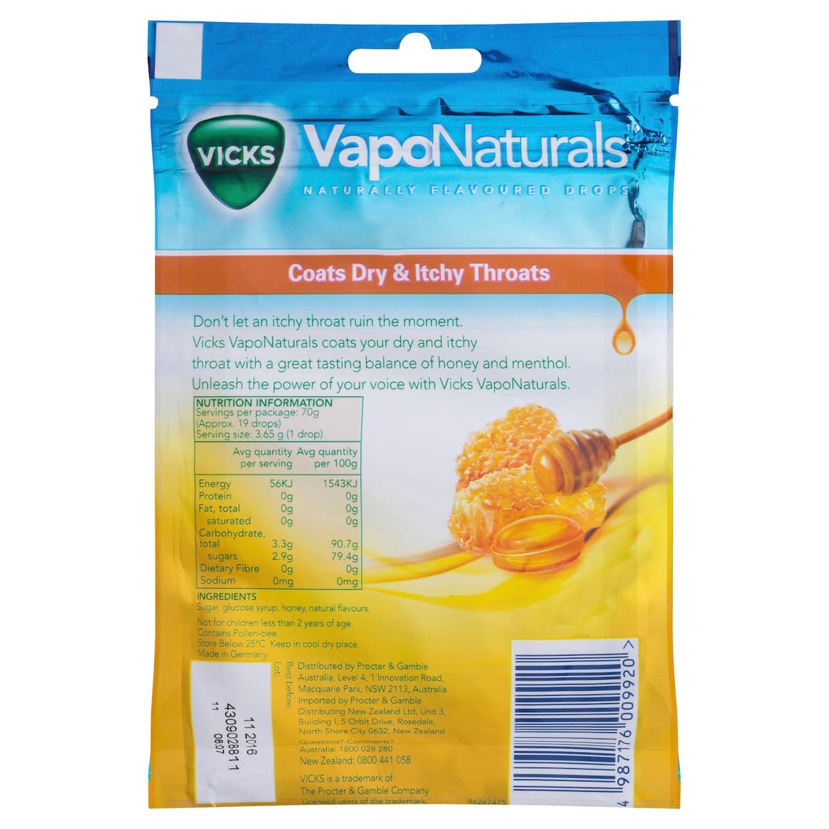 Thumbnail Vicks VapoNaturals Honey Flavoured Lozenges 19 Pack