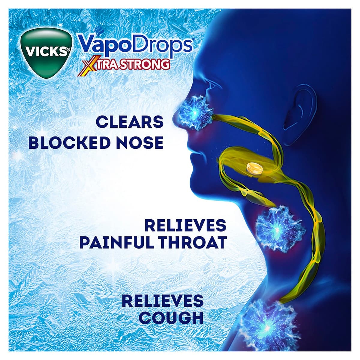Thumbnail Vicks VapoDrops Xtra Strong Lemon Menthol Blast Lozenges 16 Pack