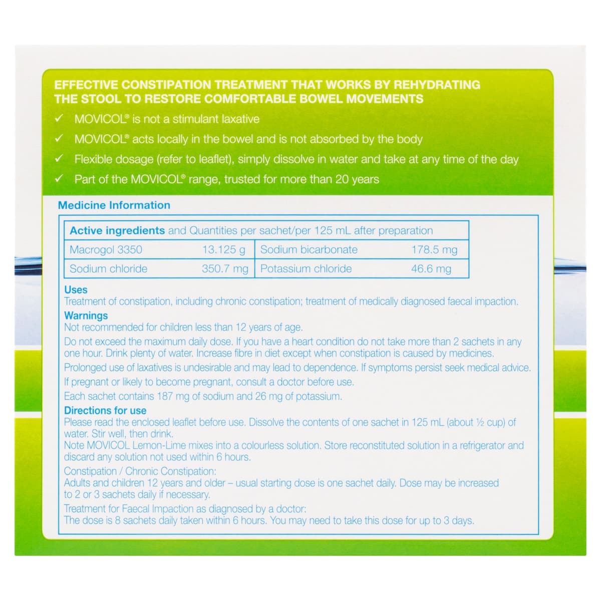 Thumbnail Movicol Adult Lemon-Lime 13g x 8 Sachets