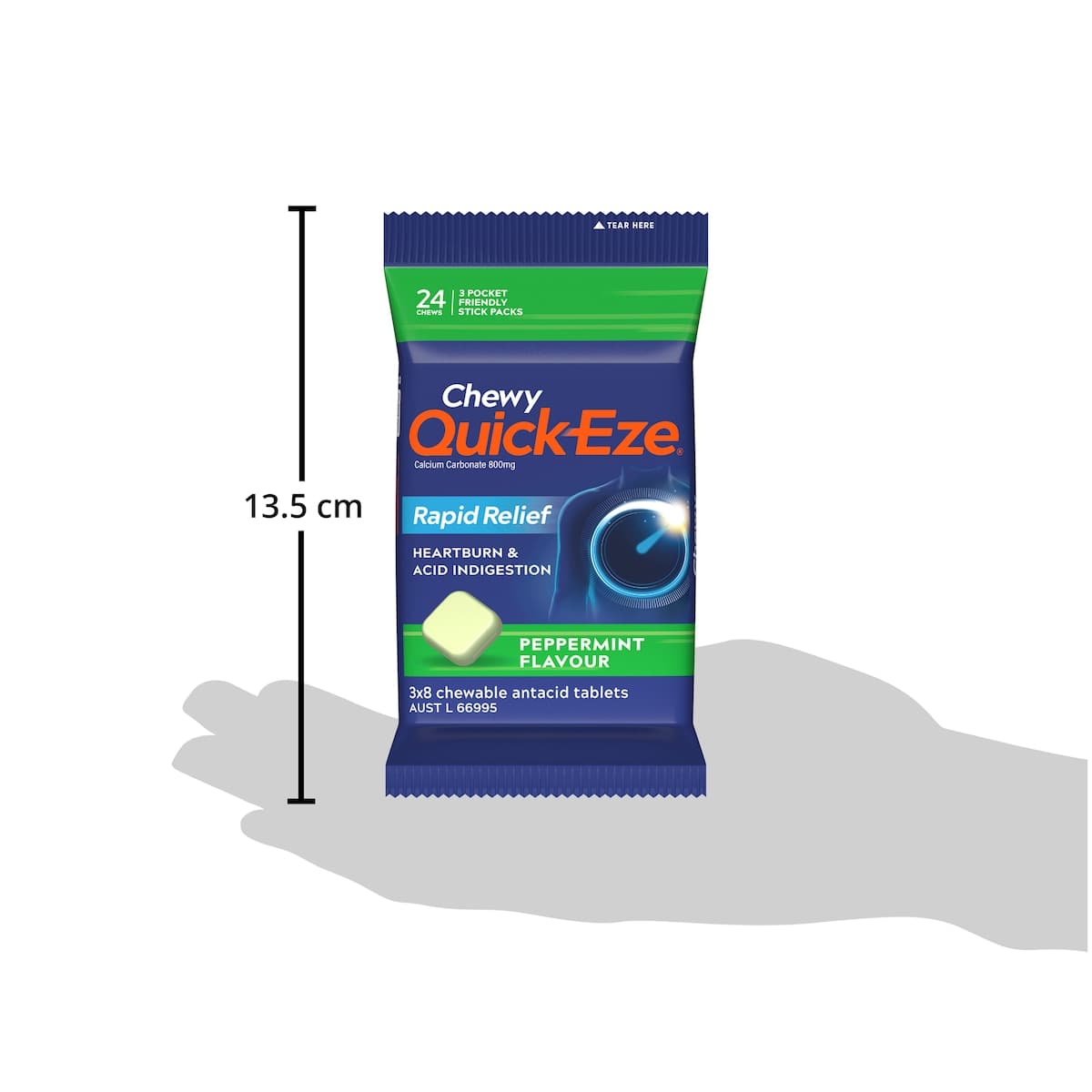 Thumbnail Quick-Eze Chewy Peppermint Antacid Tablets 3 x 8 Pack