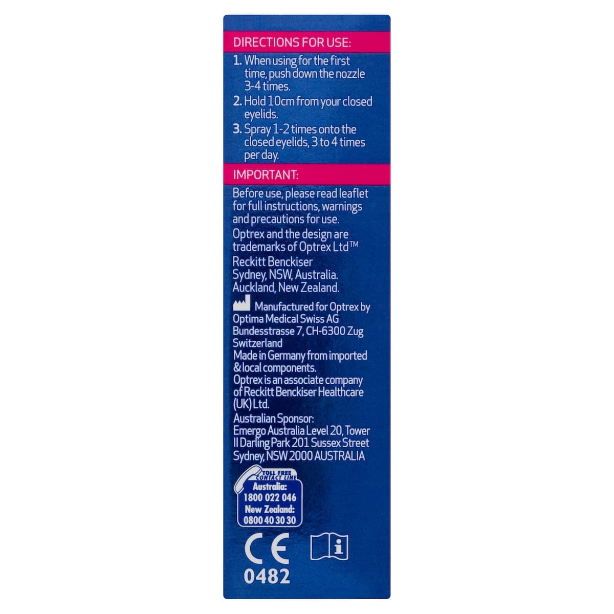 Thumbnail Optrex ActiMist Advance Eye Spray Preservative Free 10ml