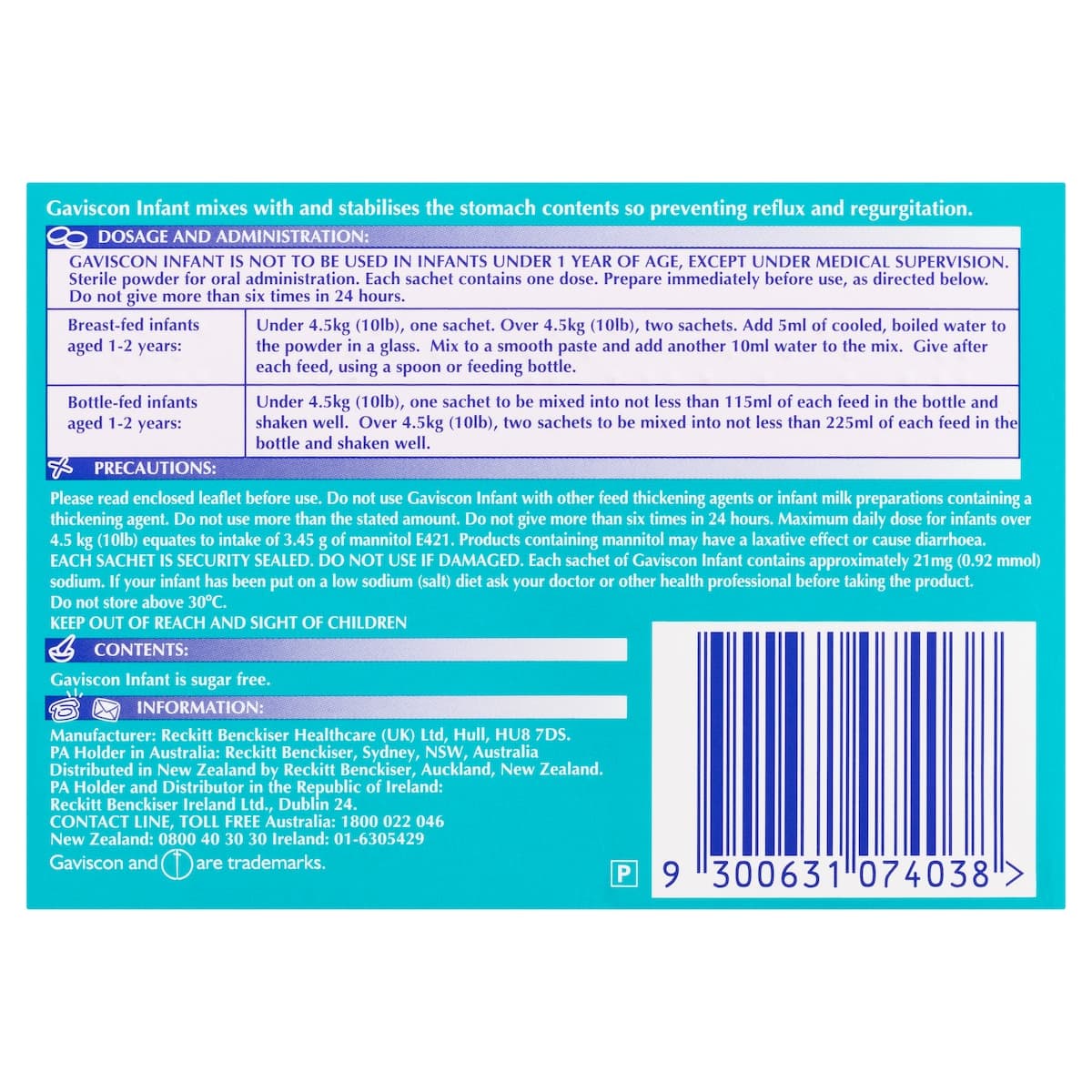 Thumbnail Gaviscon Infant Powder Sachets for Regurtation and Gastric Reflux 30 Packs