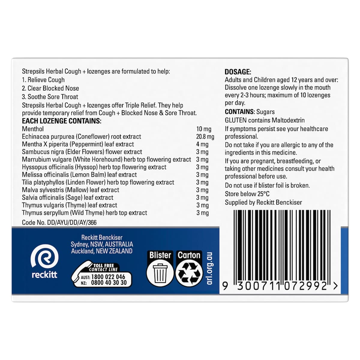 Thumbnail Strepsils Herbal Cough+ Honey Lemon Lozenges 32 Pack