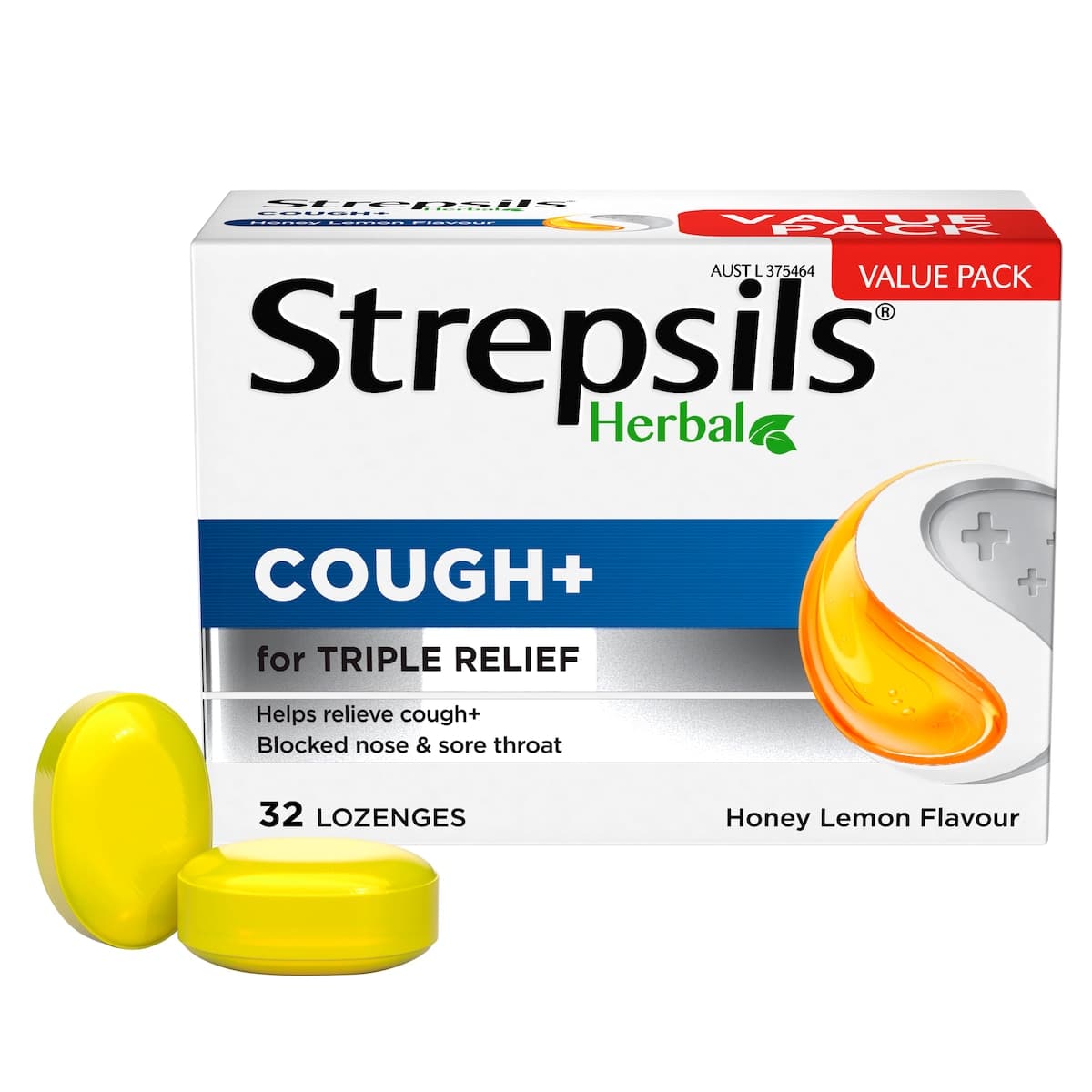 Thumbnail Strepsils Herbal Cough+ Honey Lemon Lozenges 32 Pack