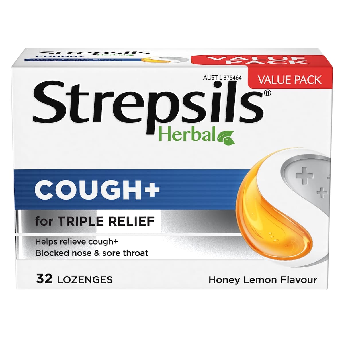 Thumbnail Strepsils Herbal Cough+ Honey Lemon Lozenges 32 Pack