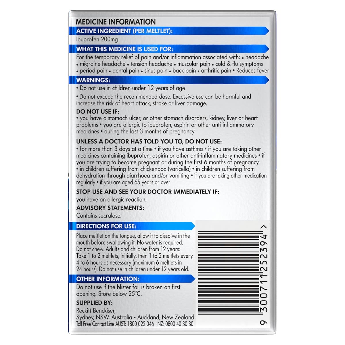Thumbnail Nurofen Meltlets Ibuprofen Pain Relief Citrus 24 Tablets