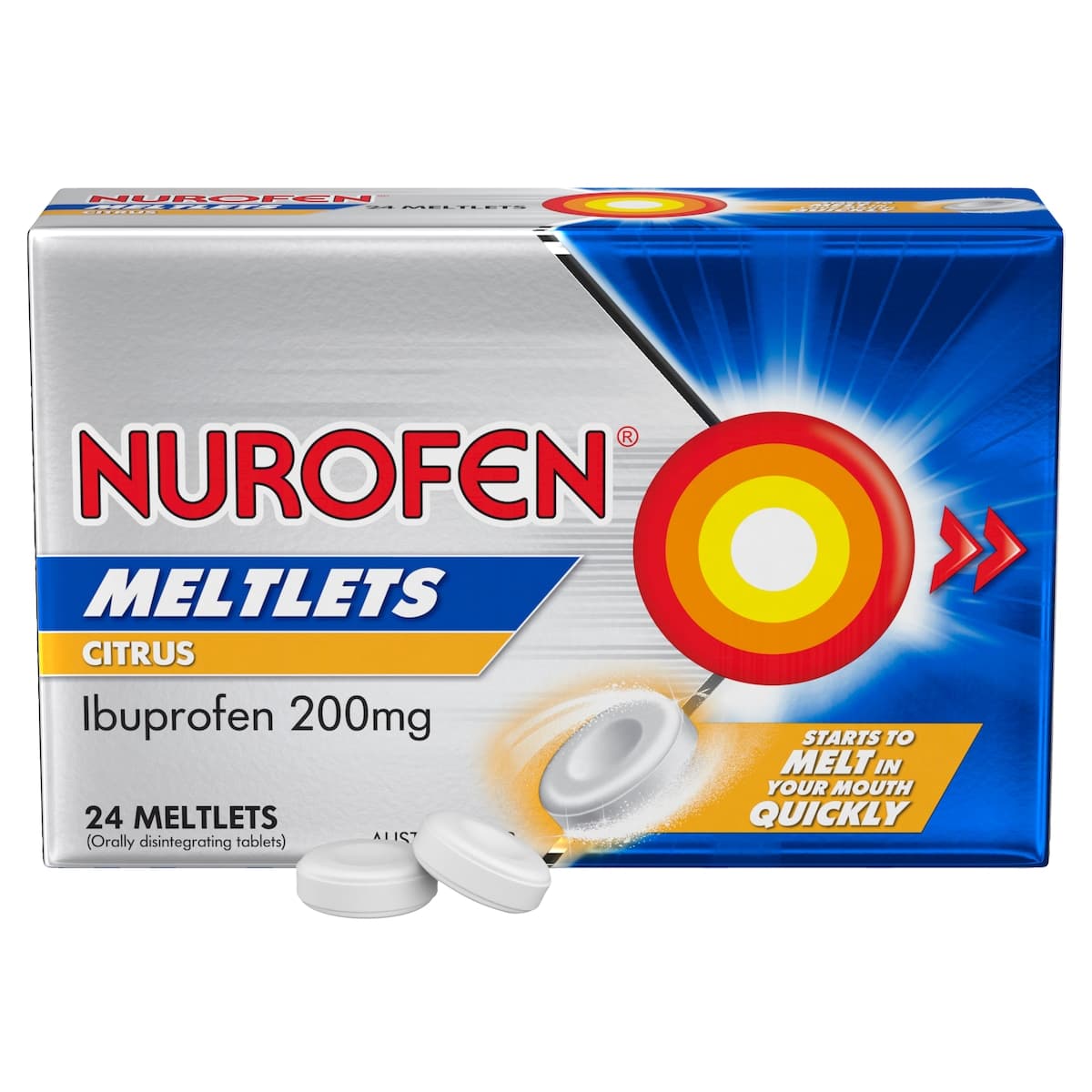 Thumbnail Nurofen Meltlets Ibuprofen Pain Relief Citrus 24 Tablets