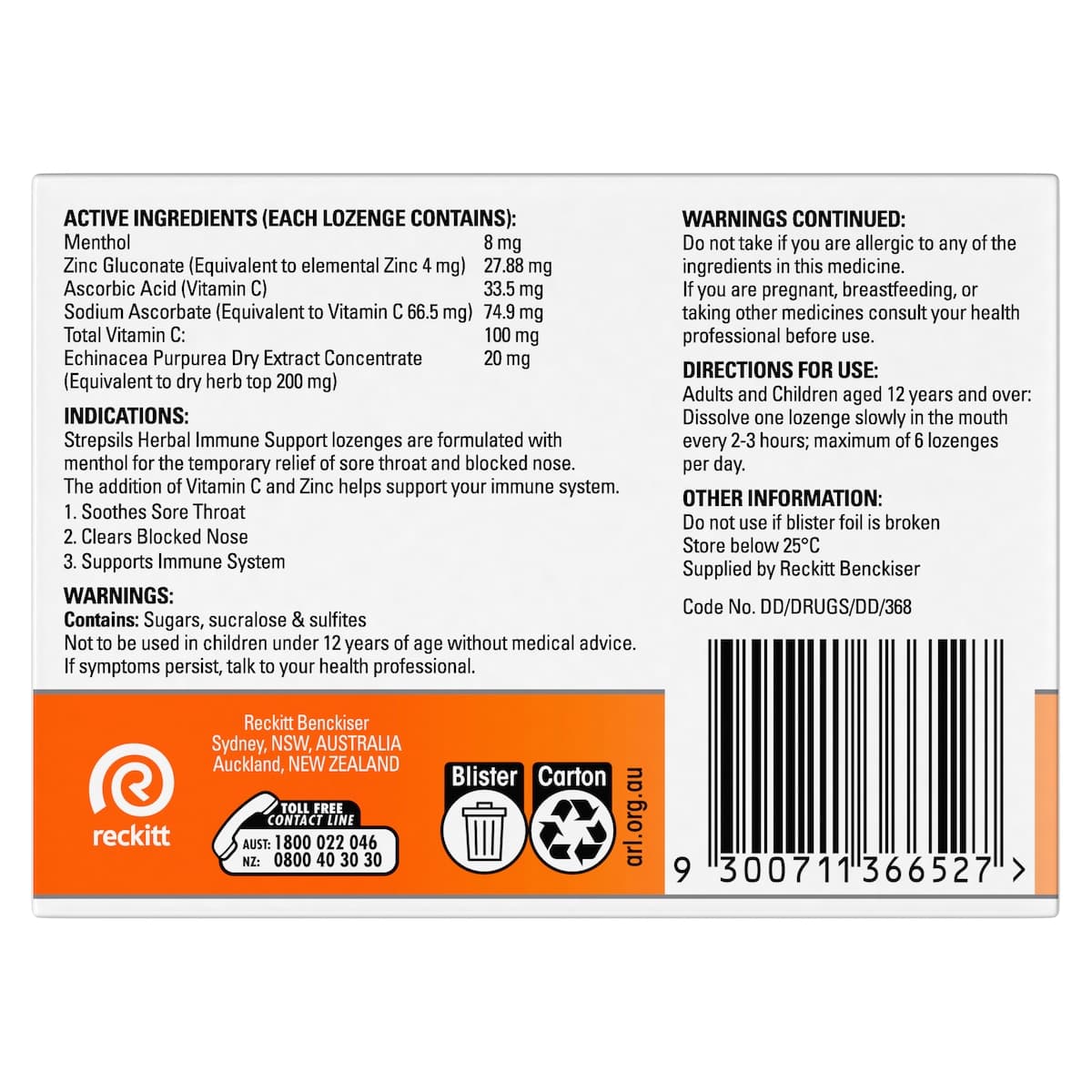 Thumbnail Strepsils Herbal Immune Support Honey Lemon Lozenges 16 Pack