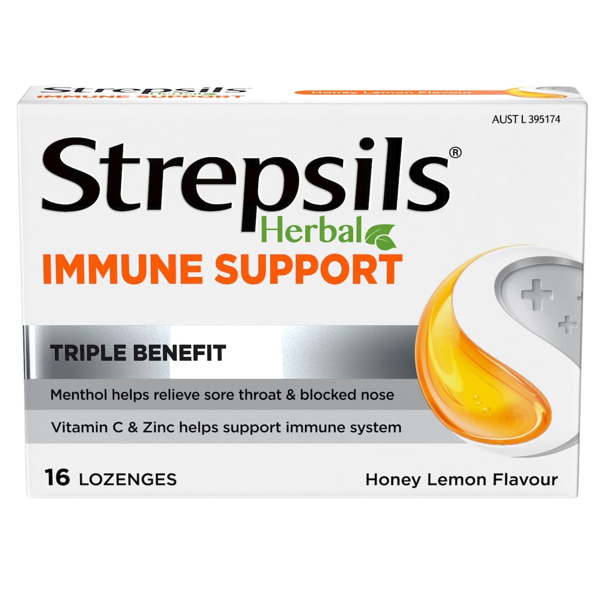 Thumbnail Strepsils Herbal Immune Support Honey Lemon Lozenges 16 Pack