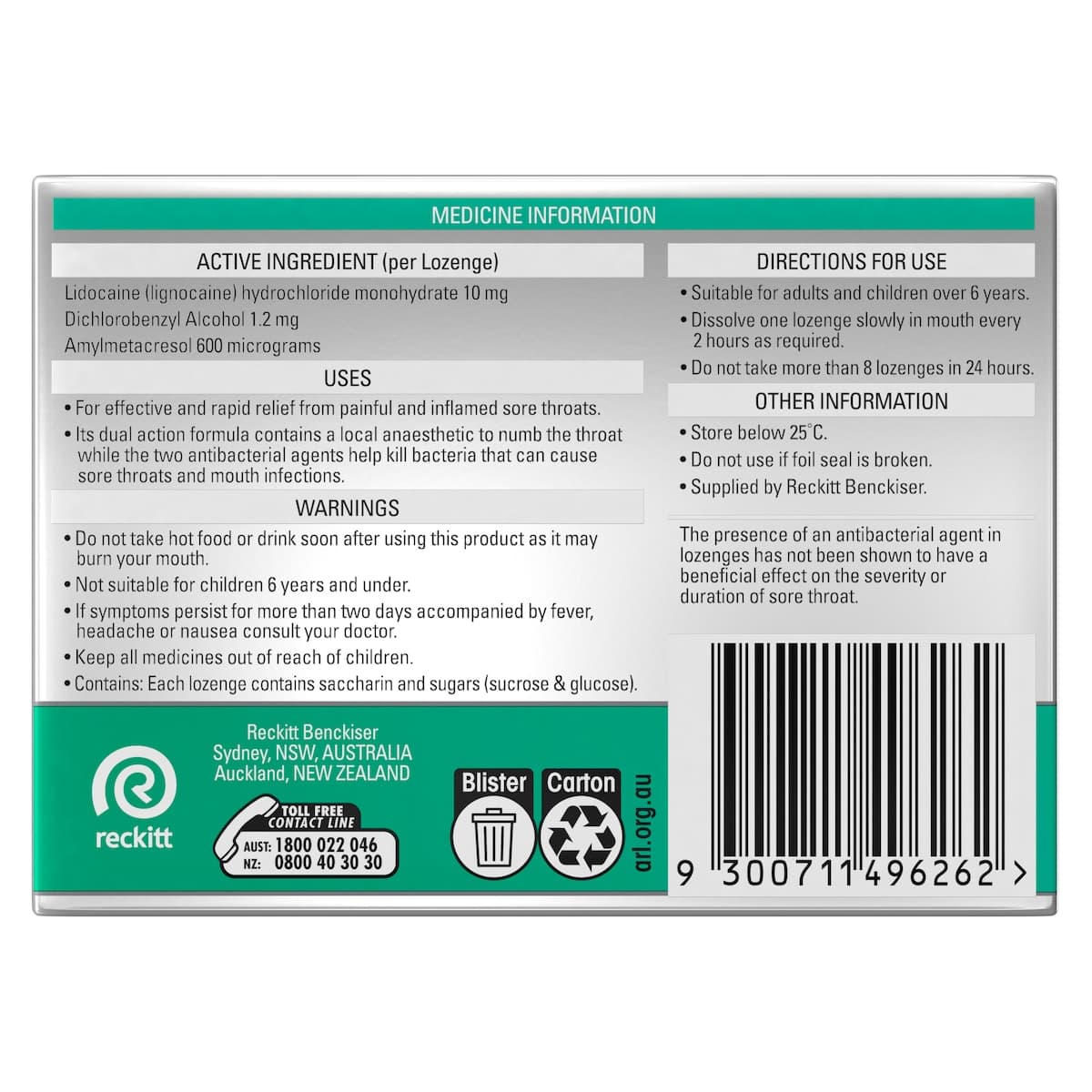 Thumbnail Strepsils Plus Anaesthetic Dual Action Menthol Lozenges 16 Pack