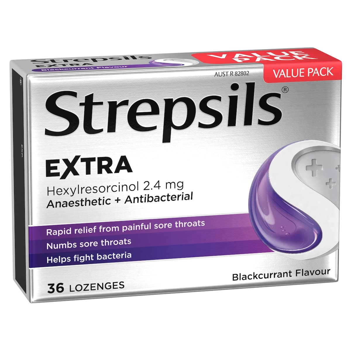 Thumbnail Strepsils Extra Rapid Sore Throat Relief with Anaesthetic Blackcurrant 36 Lozenges