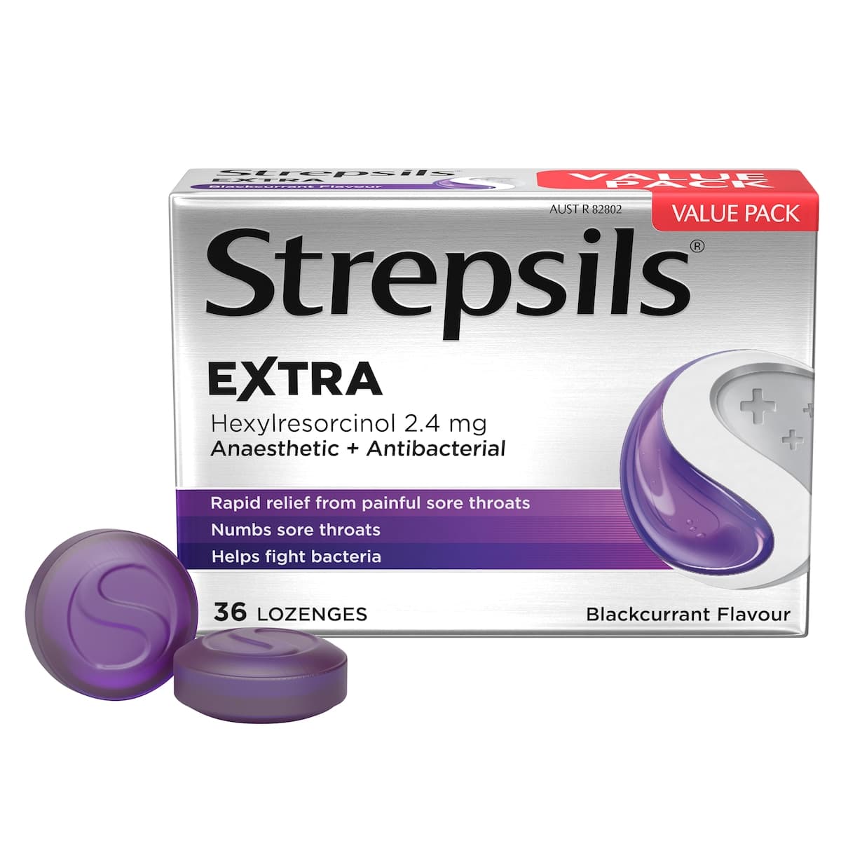 Thumbnail Strepsils Extra Rapid Sore Throat Relief with Anaesthetic Blackcurrant 36 Lozenges