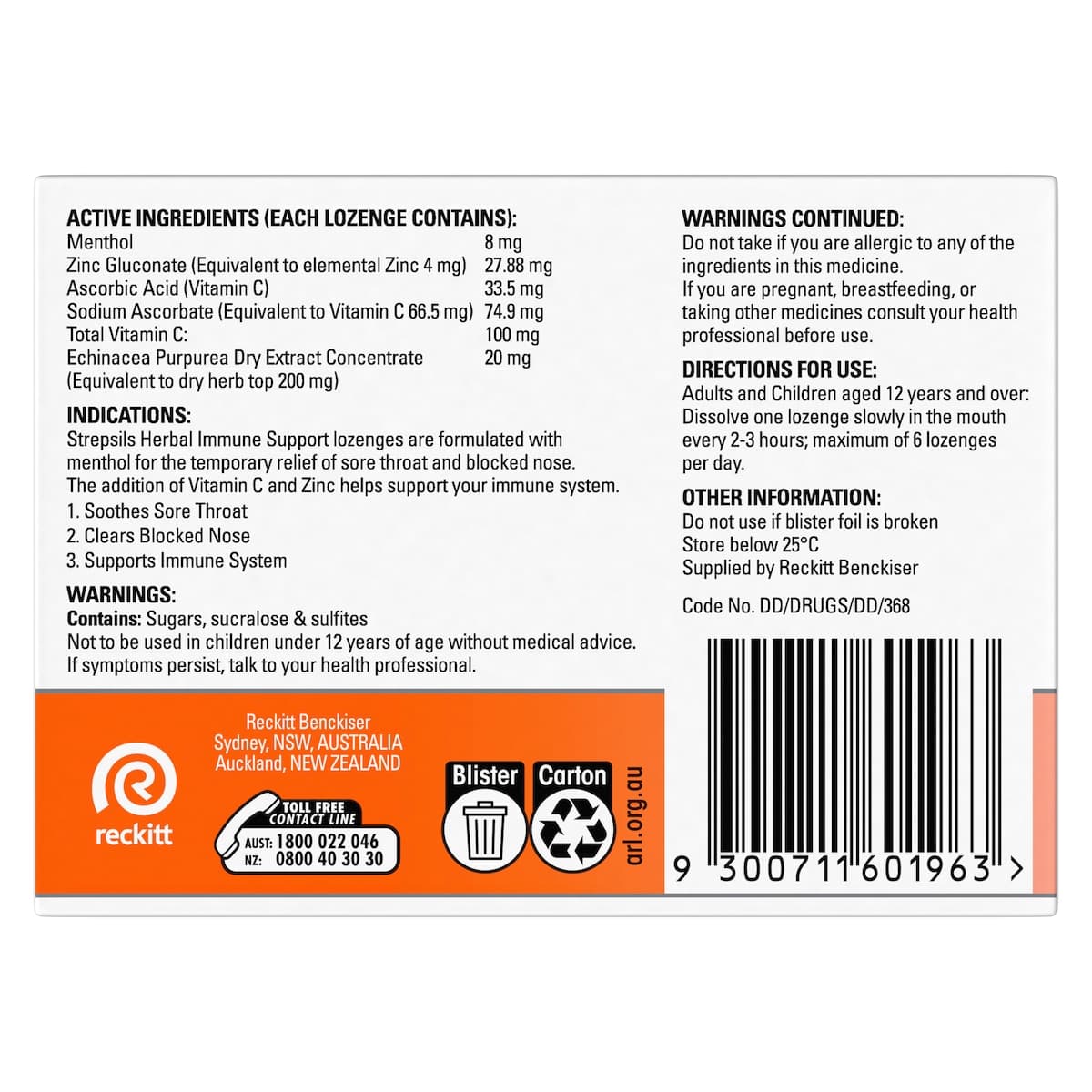 Thumbnail Strepsils Herbal Immune Support Honey Lemon Lozenges 32 Pack