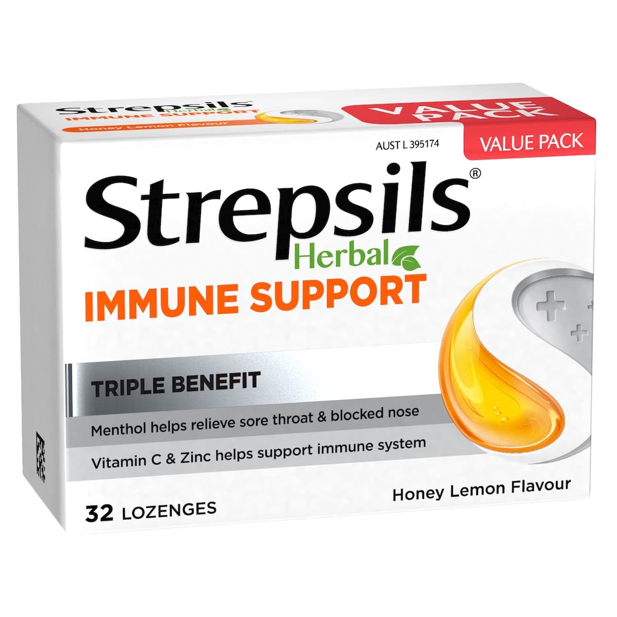 Thumbnail Strepsils Herbal Immune Support Honey Lemon Lozenges 32 Pack