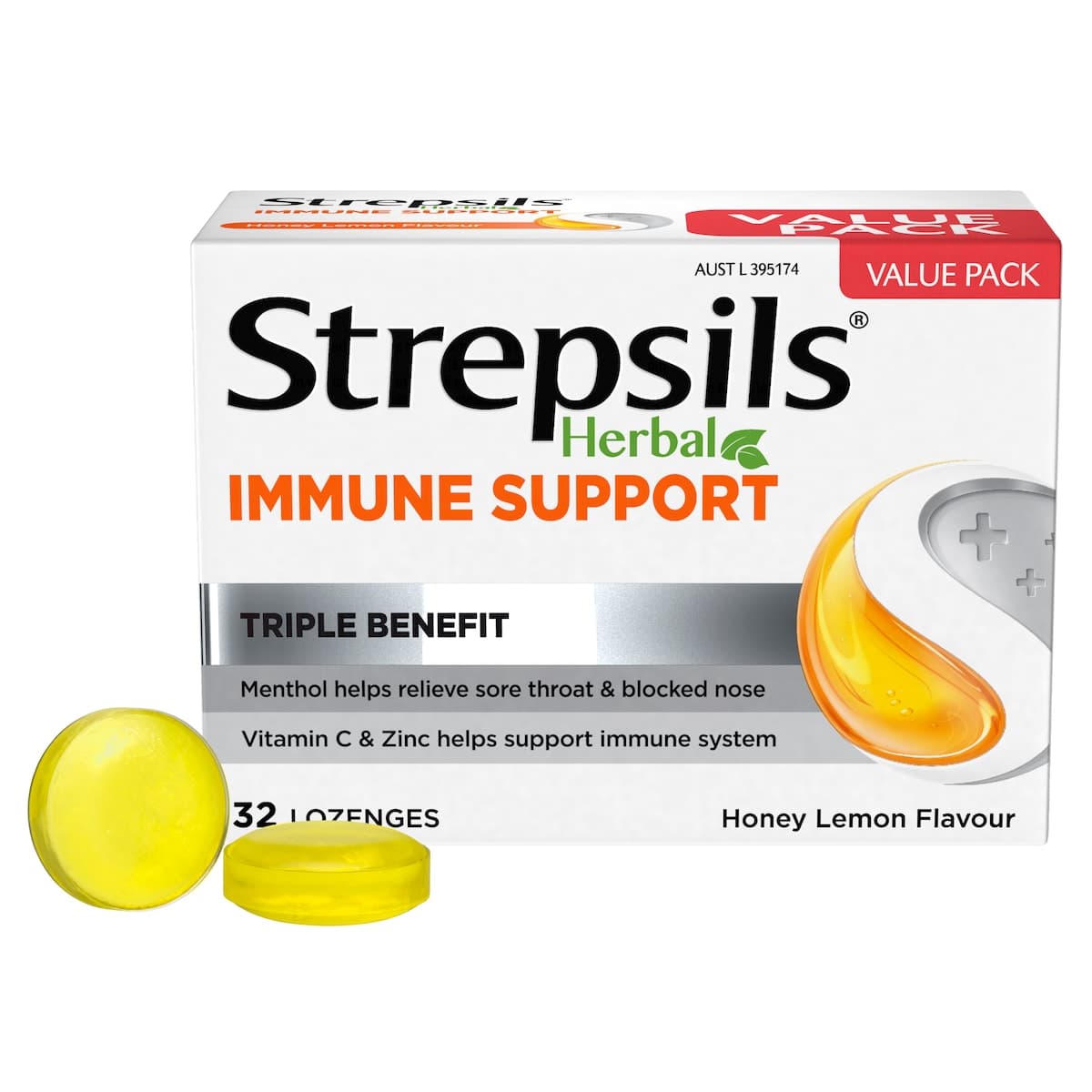 Thumbnail Strepsils Herbal Immune Support Honey Lemon Lozenges 32 Pack