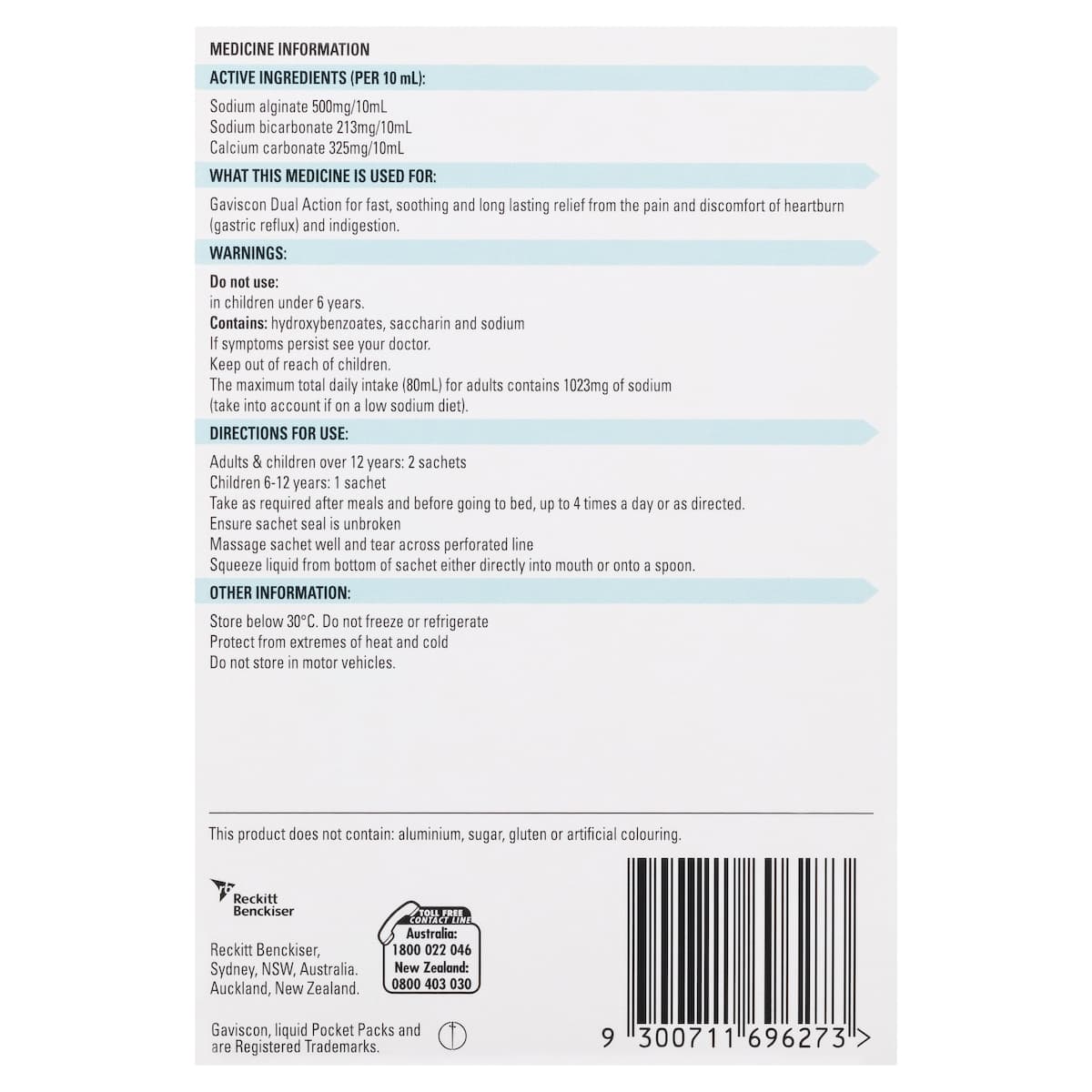 Thumbnail Gaviscon Dual Action Heartburn Relief Liquid Sachets 12 x 10ml
