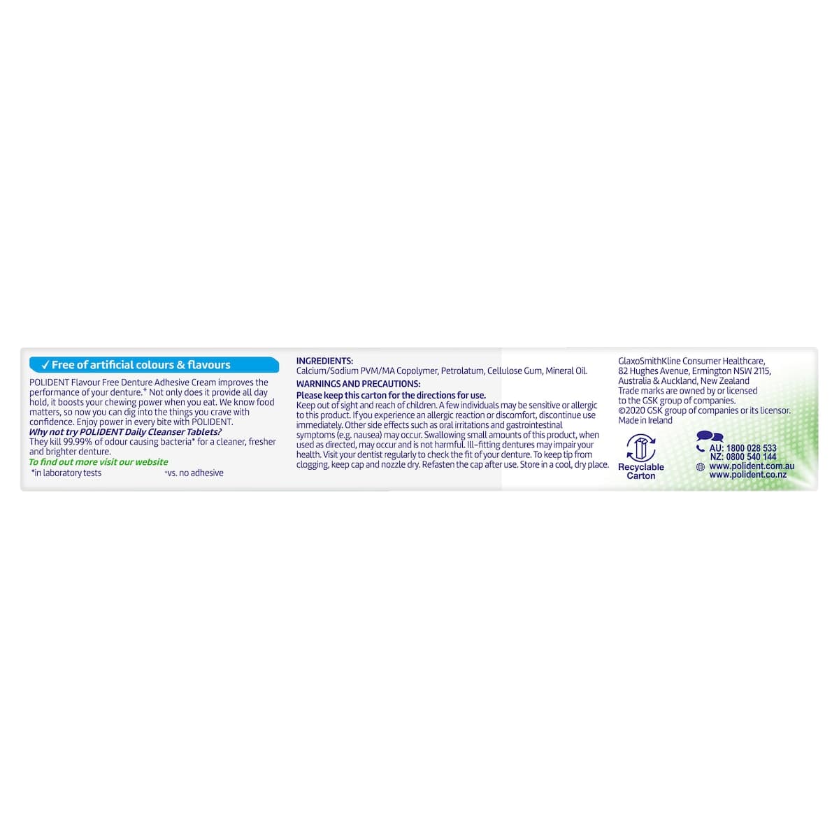 Thumbnail Polident Denture Adhesive Cream Flavour Free 60g